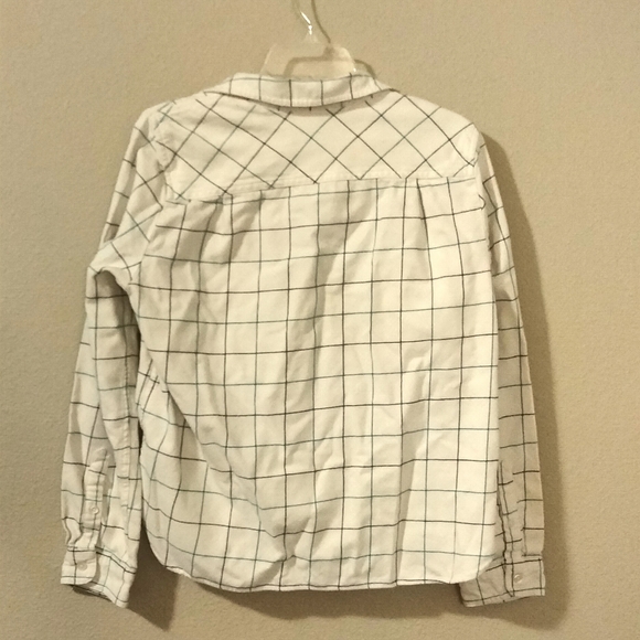 J. Crew size medium flannel zip up shirt White With Green Plaid - Picture 8 of 8